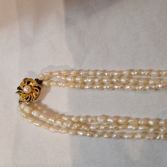 Jewelry - #35 3 Strand of vintage salt water pearls